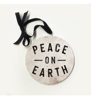 Peace On Earth Lines White Ornament